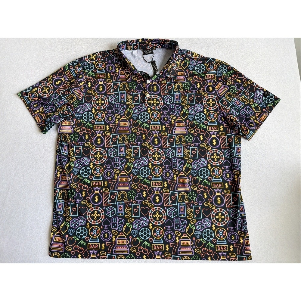 Sunday Swagger Mens Golf Polo Shirt Casino Neon 3XL